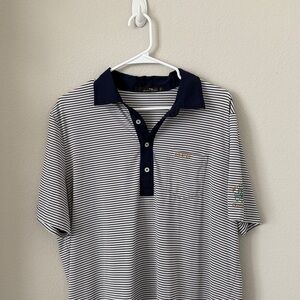 Ralph Lauren US Open Navy and White Striped Polo - L